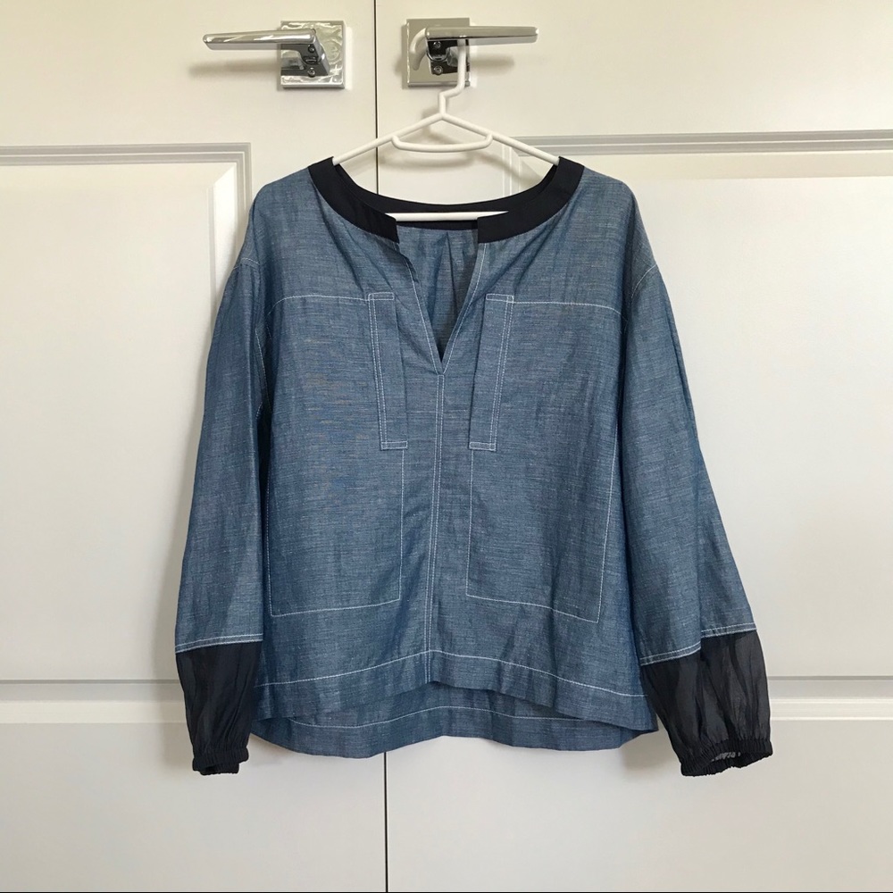 The Row Blue Linen Top NWOT